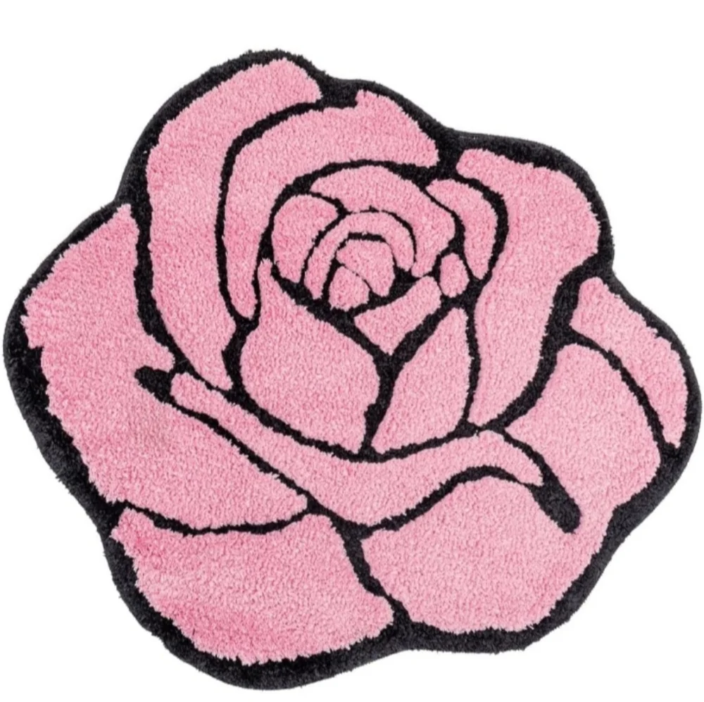 Red Rose Shaped Bath Mat Bed Bathroom Rug Kitchen Garden Flowers Floral Doormat